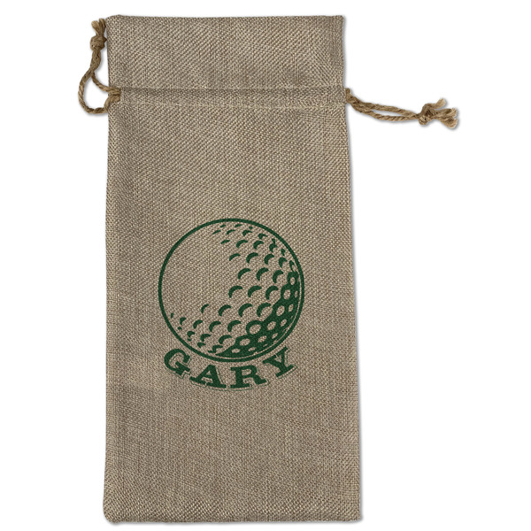 Golf Large Burlap Gift Bags - Front