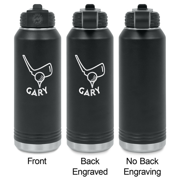 Golf Laser Engraved Water Bottles - 2 Styles - Front & Back View