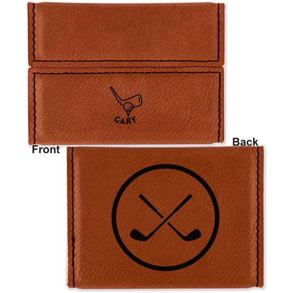 Golf Leather Business Card Holder - Front Back