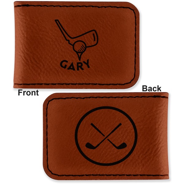 Golf Leatherette Magnetic Money Clip - Front and Back