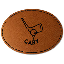 Golf Faux Leather Iron On Patch - Oval (Personalized)