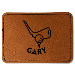 Golf Faux Leather Iron On Patch - Rectangle (Personalized)