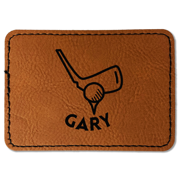 Custom Golf Faux Leather Iron On Patch - Rectangle (Personalized)