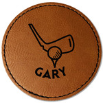 Golf Faux Leather Iron On Patch - Round (Personalized)