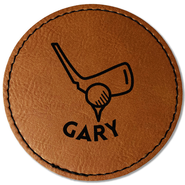 Custom Golf Faux Leather Iron On Patch - Round (Personalized)