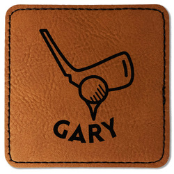 Golf Faux Leather Iron On Patch - Square (Personalized)