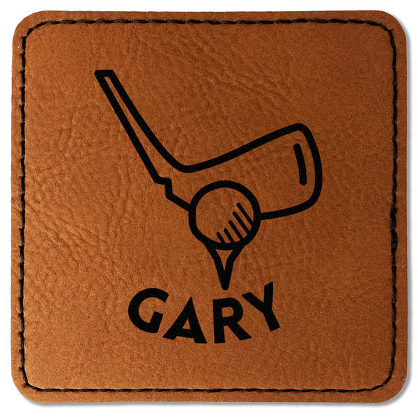 Custom Golf Faux Leather Iron On Patch - Square (Personalized)