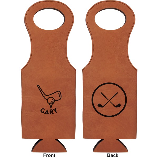 Golf Leatherette Wine Tote Double Sided - Front and Back