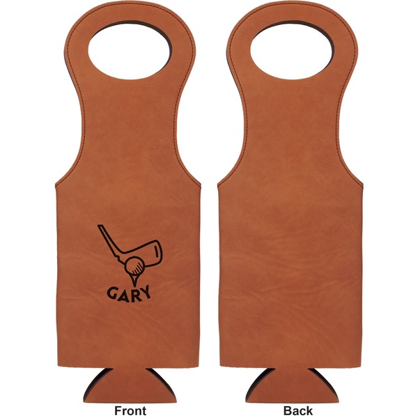 Golf Leatherette Wine Tote Single Sided - Front and Back