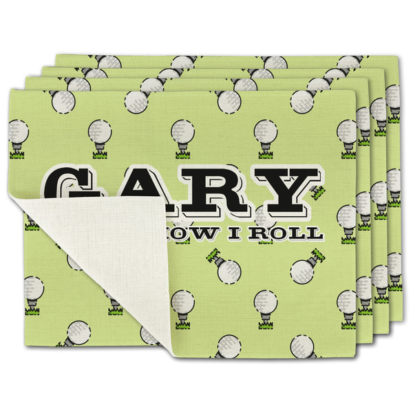 Custom Golf Single-Sided Linen Placemat - Set of 4 w/ Name or Text
