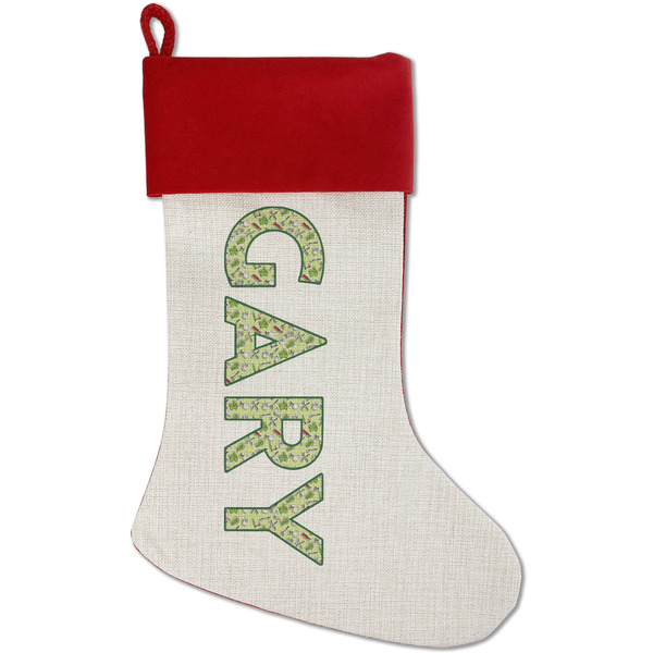 Custom Golf Red Linen Stocking (Personalized)