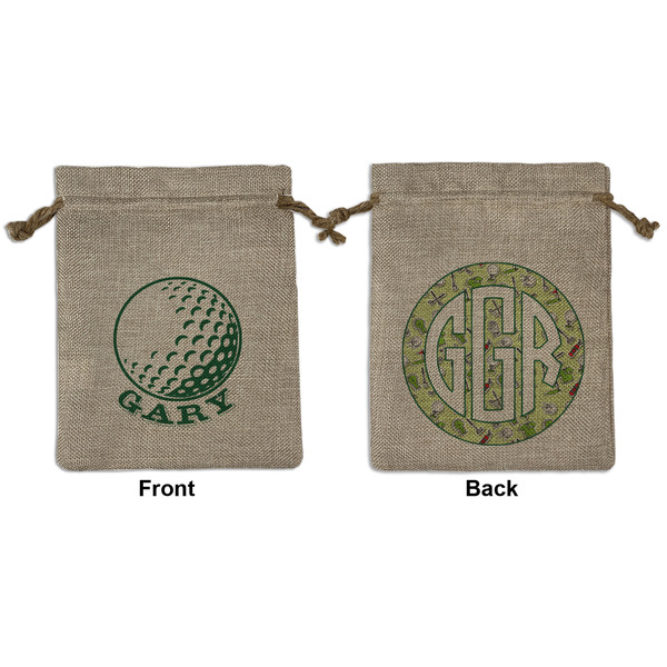 Custom Golf Medium Burlap Gift Bag - Front & Back (Personalized)