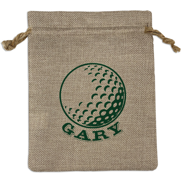 Custom Golf Medium Burlap Gift Bag - Front (Personalized)