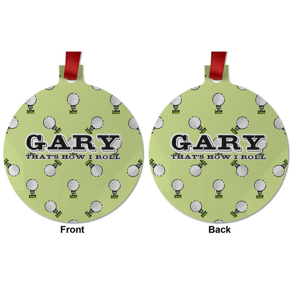 Golf Metal Ball Ornament - Front and Back