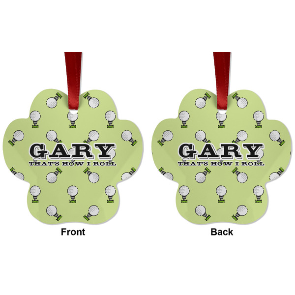 Golf Metal Paw Ornament - Front and Back
