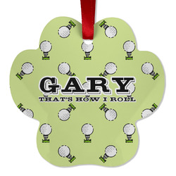 Golf Metal Paw Ornament - Double Sided w/ Name or Text