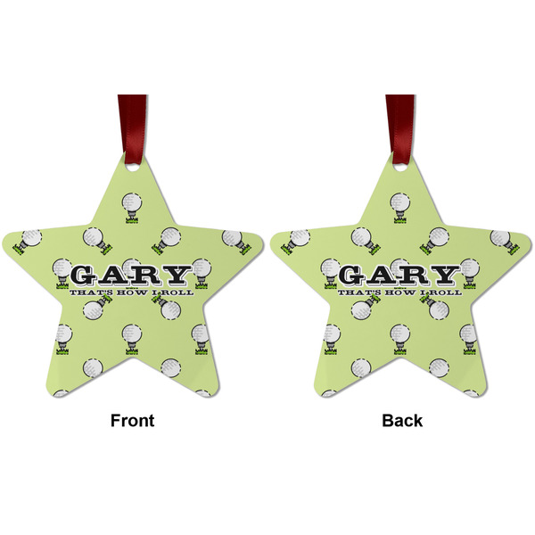 Golf Metal Star Ornament - Front and Back