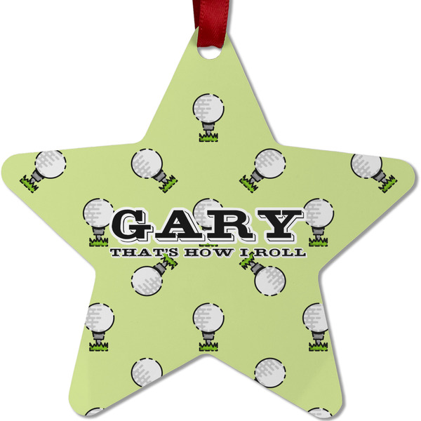Custom Golf Metal Star Ornament - Double Sided w/ Name or Text
