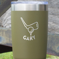 Golf 20 oz Stainless Steel Tumbler - Olive - Single Sided (Personalized)