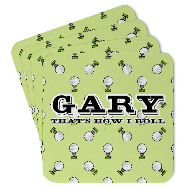 Custom Golf Paper Coasters w/ Name or Text