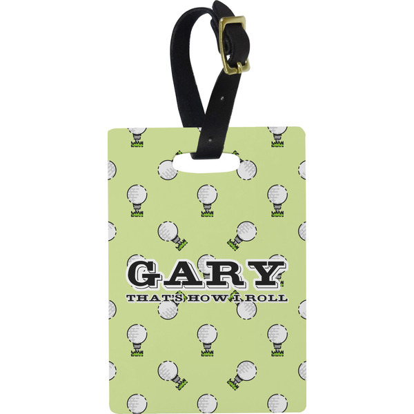 Custom Golf Plastic Luggage Tag - Rectangular w/ Name or Text