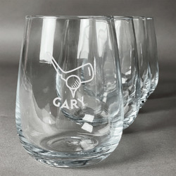 Golf Stemless Wine Glasses (Set of 4) (Personalized)