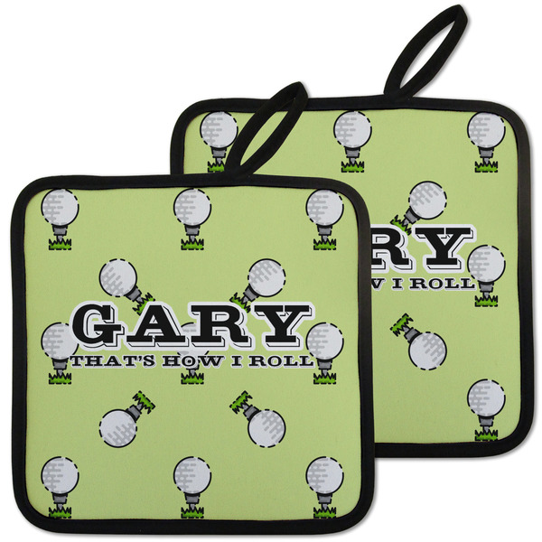 Custom Golf Pot Holders - Set of 2 w/ Name or Text