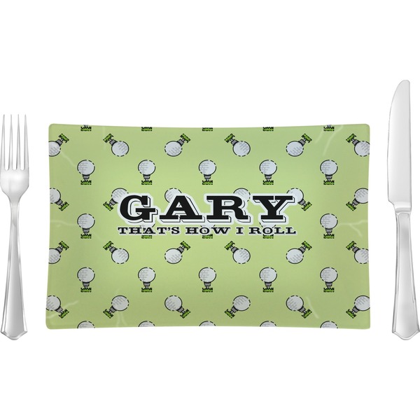 Custom Golf Rectangular Glass Lunch / Dinner Plate - Single or Set (Personalized)