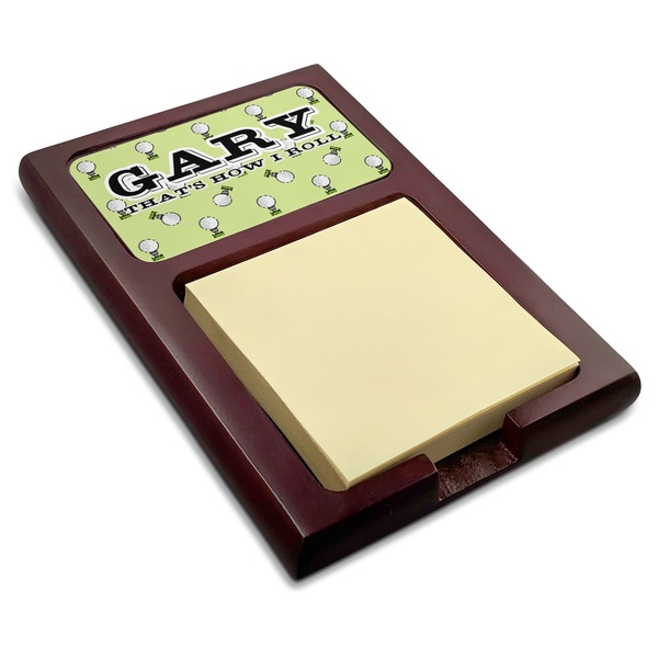 Custom Golf Red Mahogany Sticky Note Holder (Personalized)