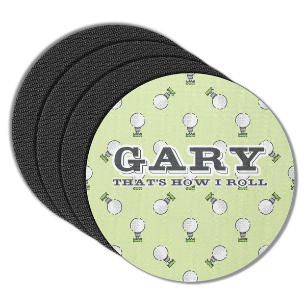Custom Golf Round Rubber Backed Coasters - Set of 4 (Personalized)
