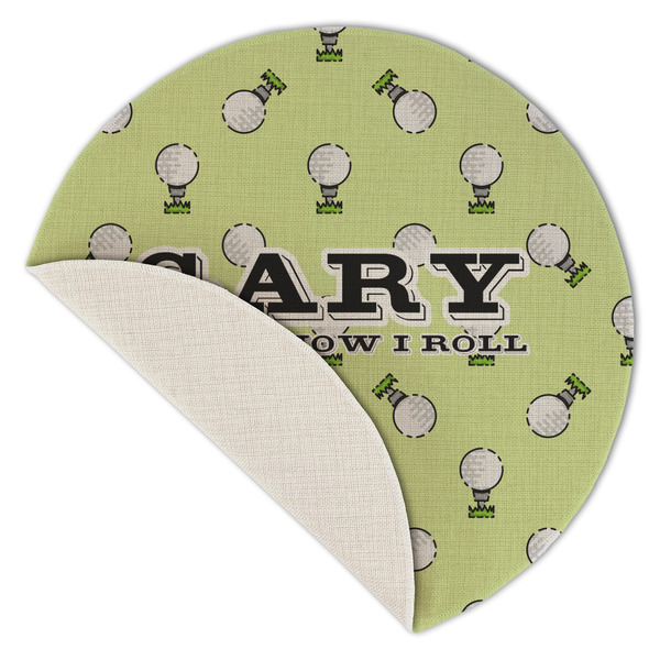 Golf Round Linen Placemats - Front (folded corner single sided)