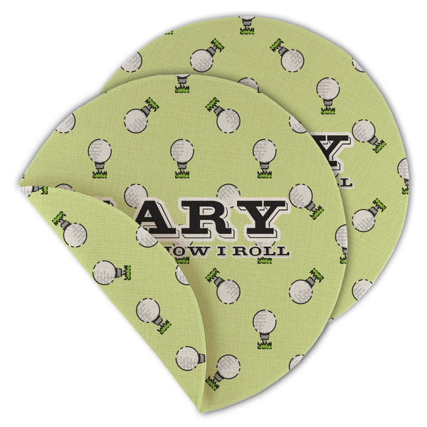 Custom Golf Round Linen Placemat - Double Sided - Set of 4 (Personalized)