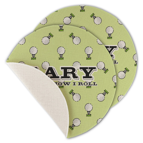 Custom Golf Round Linen Placemat - Single Sided - Set of 4 (Personalized)