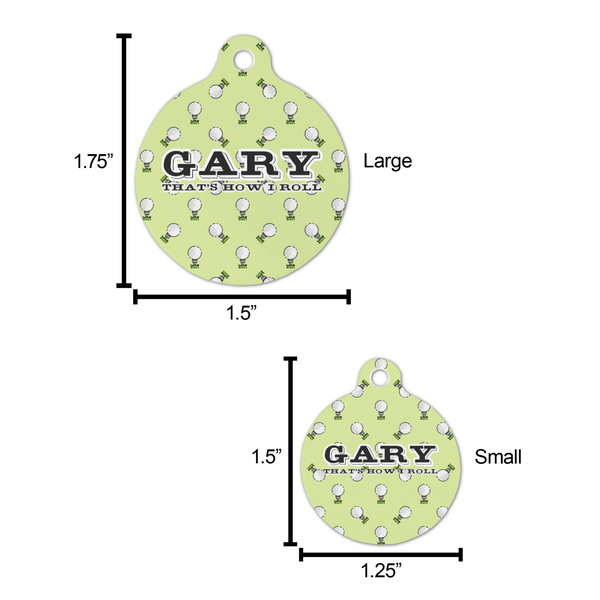 Golf Round Pet ID Tag - Large - Comparison Scale