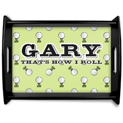 Golf Black Wooden Tray - Large (Personalized)