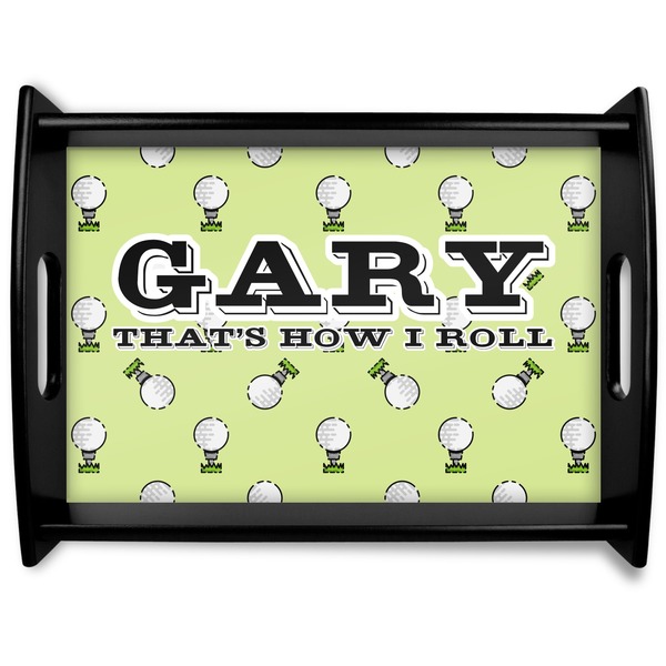 Custom Golf Black Wooden Tray - Large (Personalized)