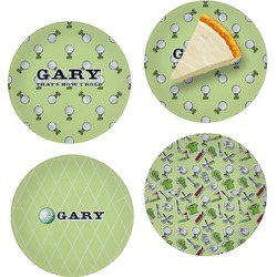 Golf Set of 4 Glass Appetizer / Dessert Plate 8" (Personalized)