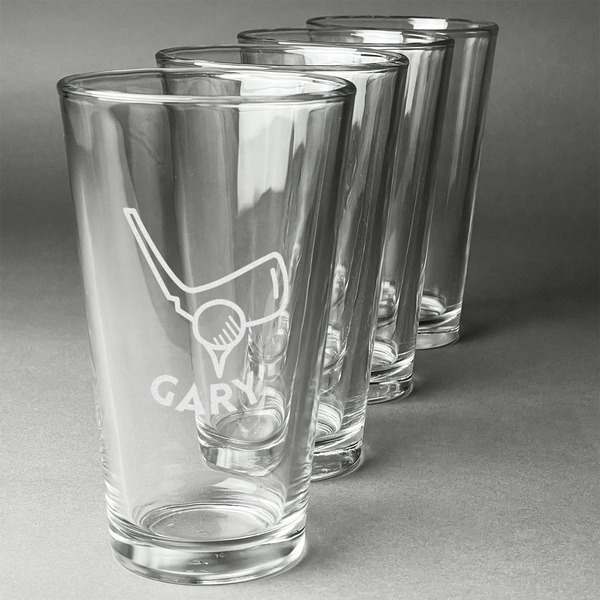 Custom Golf Pint Glasses - Engraved (Set of 4) (Personalized)