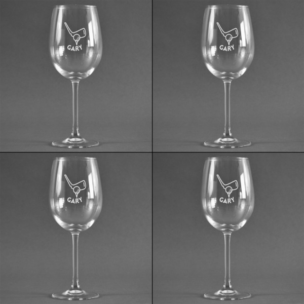 Golf Set of Four Personalized Wineglasses (Approval)