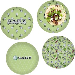 Golf Set of 4 Glass Lunch / Dinner Plate 10" (Personalized)