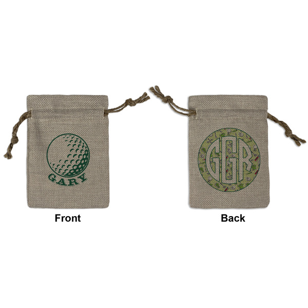 Custom Golf Small Burlap Gift Bag - Front & Back (Personalized)