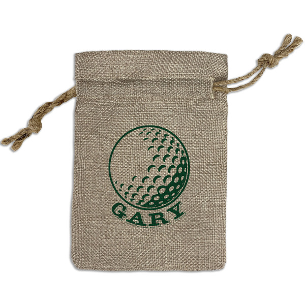 Custom Golf Small Burlap Gift Bag - Front (Personalized)