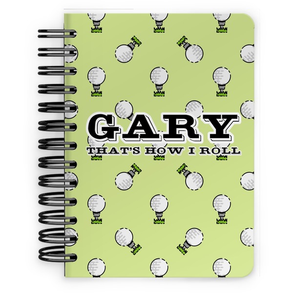 Custom Golf Spiral Notebook - 5x7 w/ Name or Text