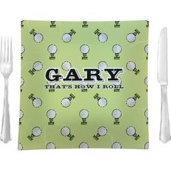 Golf 9.5" Glass Square Lunch / Dinner Plate- Single or Set of 4 (Personalized)
