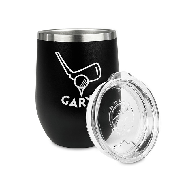 Golf Stainless Wine Tumblers - Black - Single Sided - Alt View