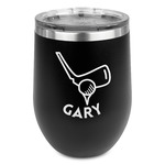 Golf Stemless Stainless Steel Wine Tumbler - Black - Single Sided (Personalized)