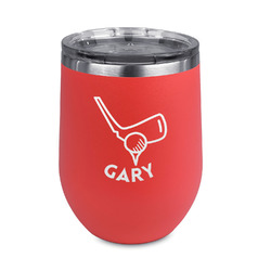 Golf Stemless Stainless Steel Wine Tumbler - Coral - Double Sided (Personalized)