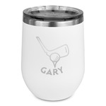 Golf Stemless Stainless Steel Wine Tumbler - White - Double Sided (Personalized)