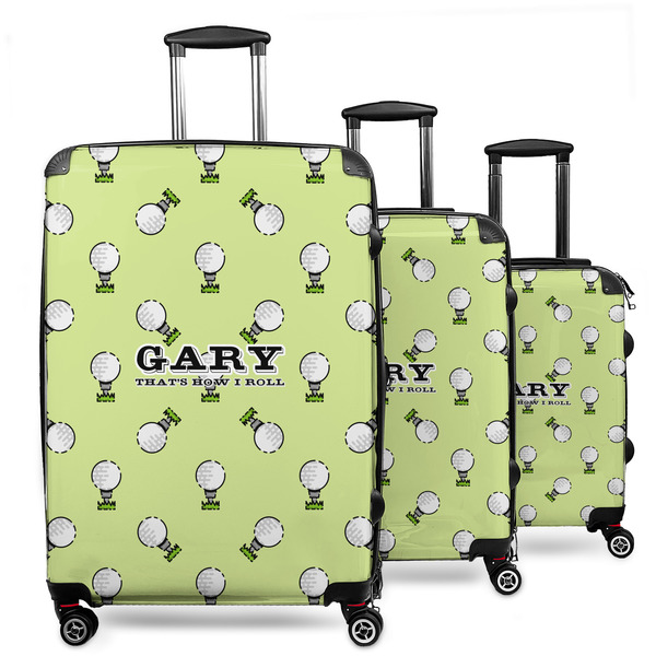 Custom Golf 3 Piece Luggage Set - 20" Carry On, 24" Medium Checked, 28" Large Checked (Personalized)