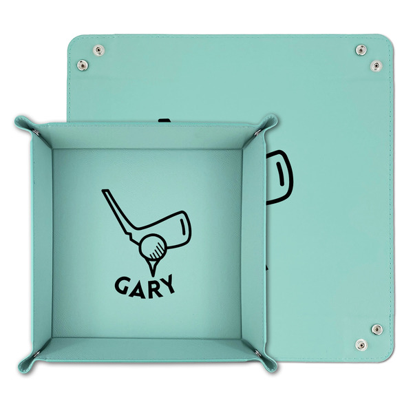 Golf Teal Faux Leather Valet Trays - PARENT MAIN